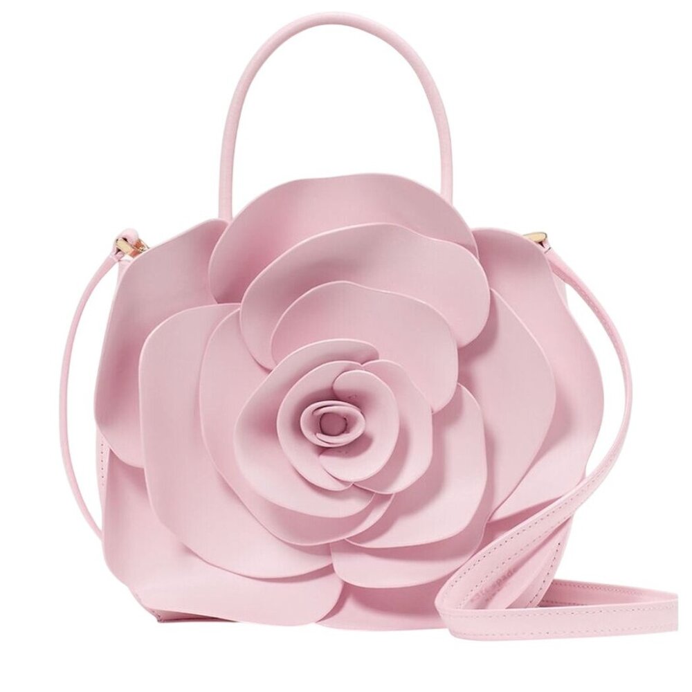 NEW Kate Spade 3D Rose Floral Crossbody Bag Pink Leather Handbag Purse Feminine